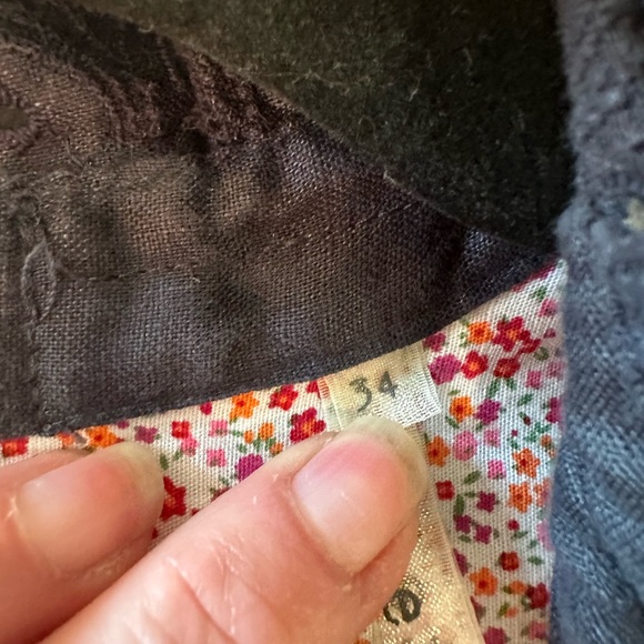 On This Note Noa Noa Linen Dress XS Navy Blue Ruffles & Lace Victoria Collar - Picture 9 of 11